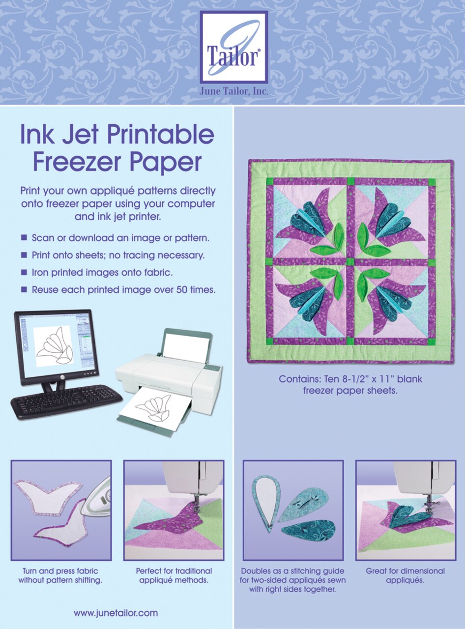 June Tailor Ink Jet Printable Freezer Paper 10/Pkg-8.5"X11"
